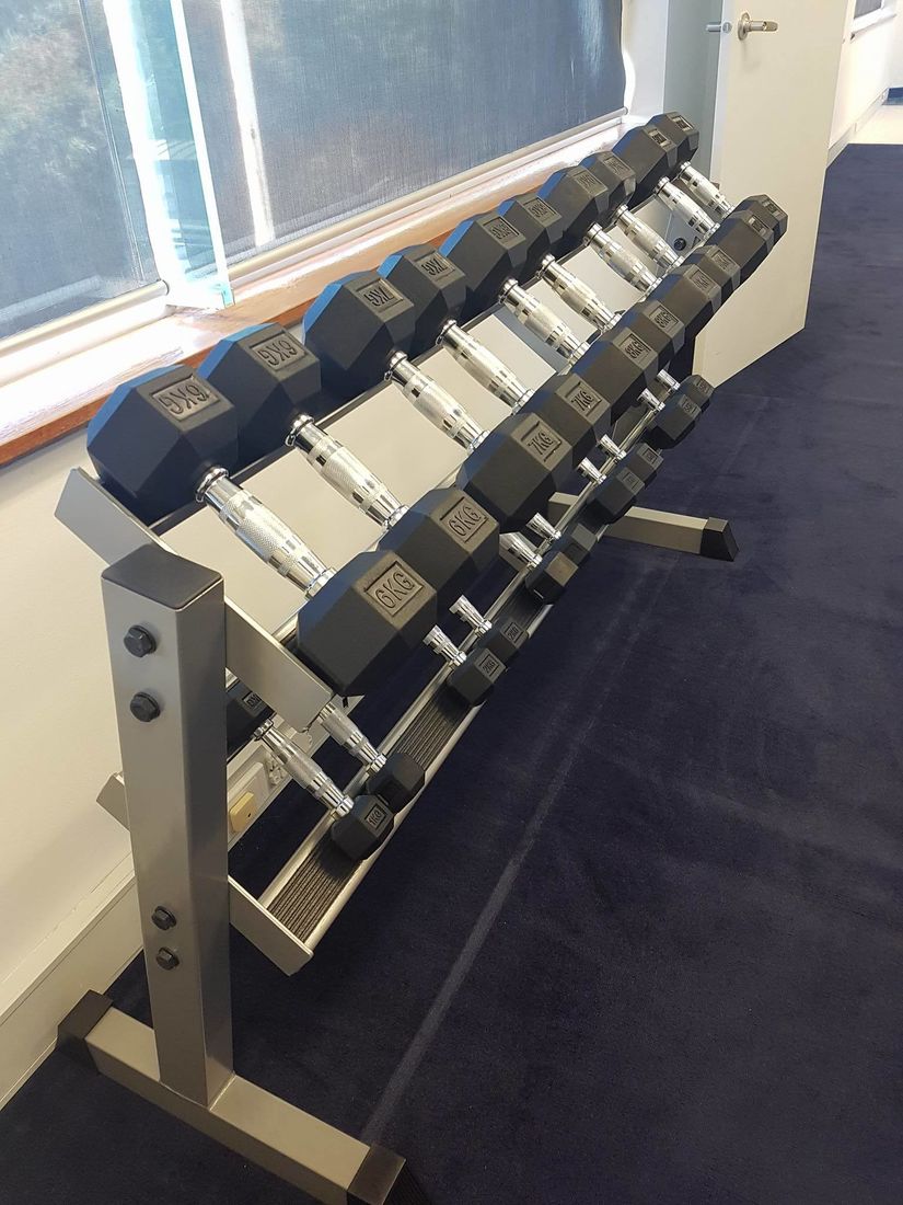 Weights rack at Prime Physiotherapy East Doncaster